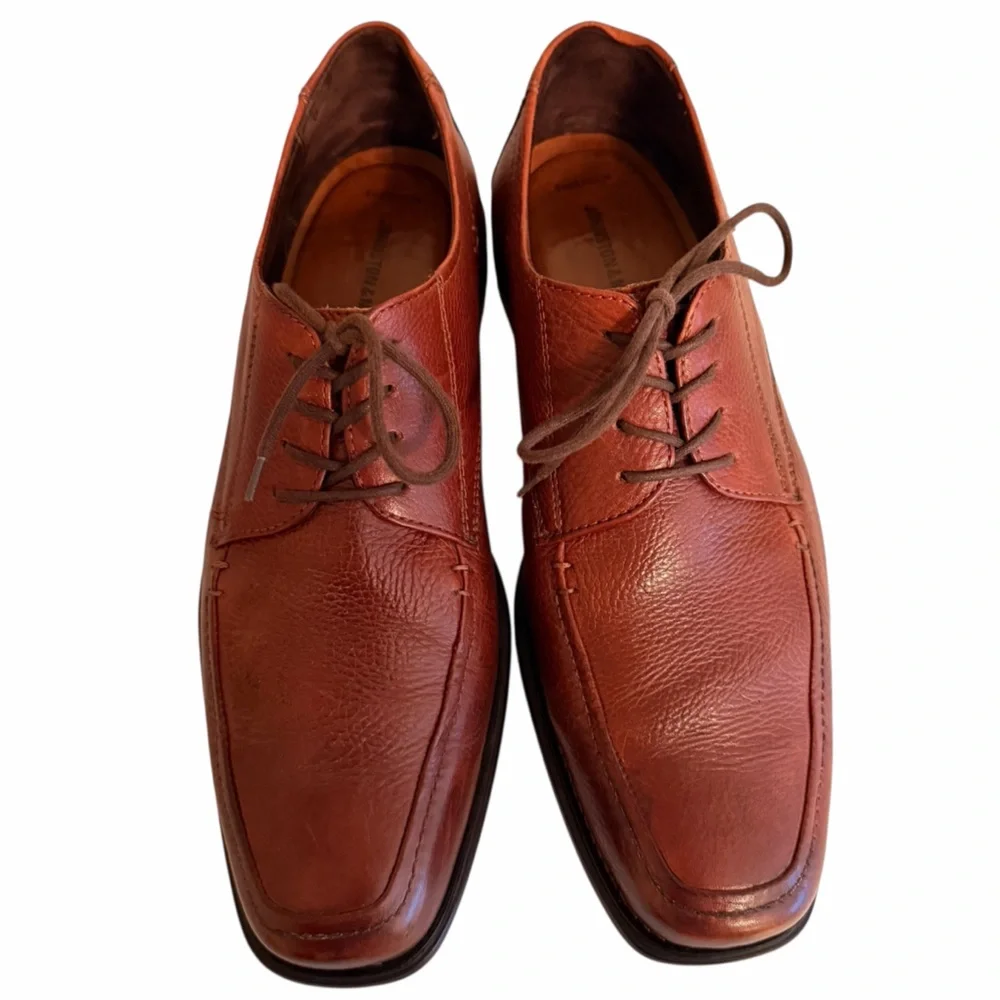 Johnson and Murphy Brown Pebble Grain Leather Lace Up Shoe 10